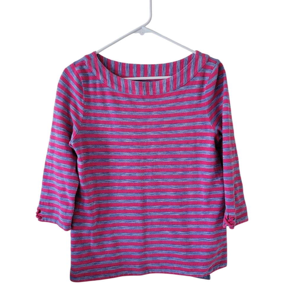 T By Talbots Textured Striped Pink Top